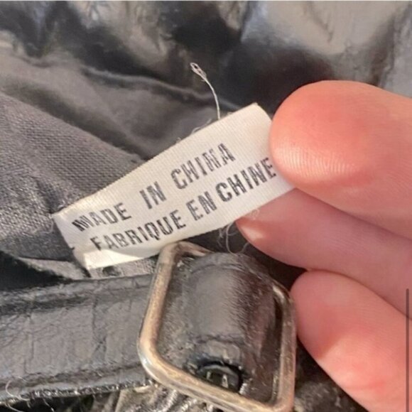 Vintage Leather Patchwork Black Brown Colour Block Bucket Bag Purse With Fringe - Picture 7 of 12